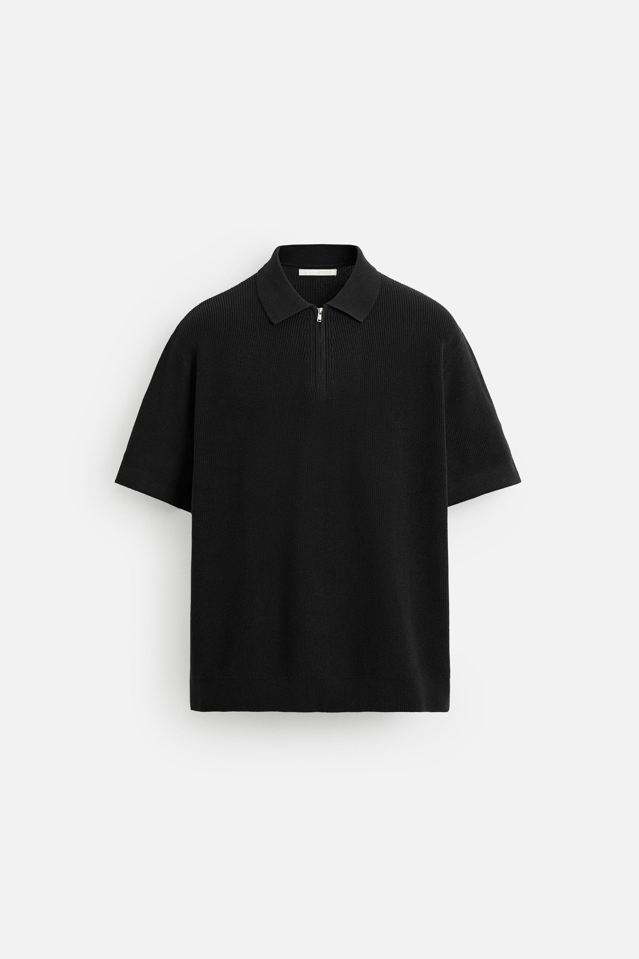 PURL KNIT ZIPPER POLO SHIRT